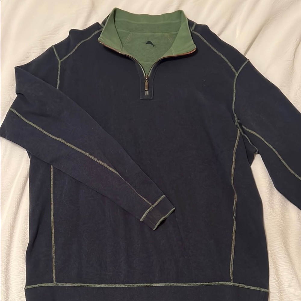Tommy Bahama Reversible Blue and Green Sweater
